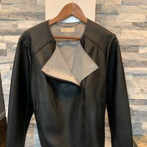 Michael Kors Black XL Black faux leather bomber jacket